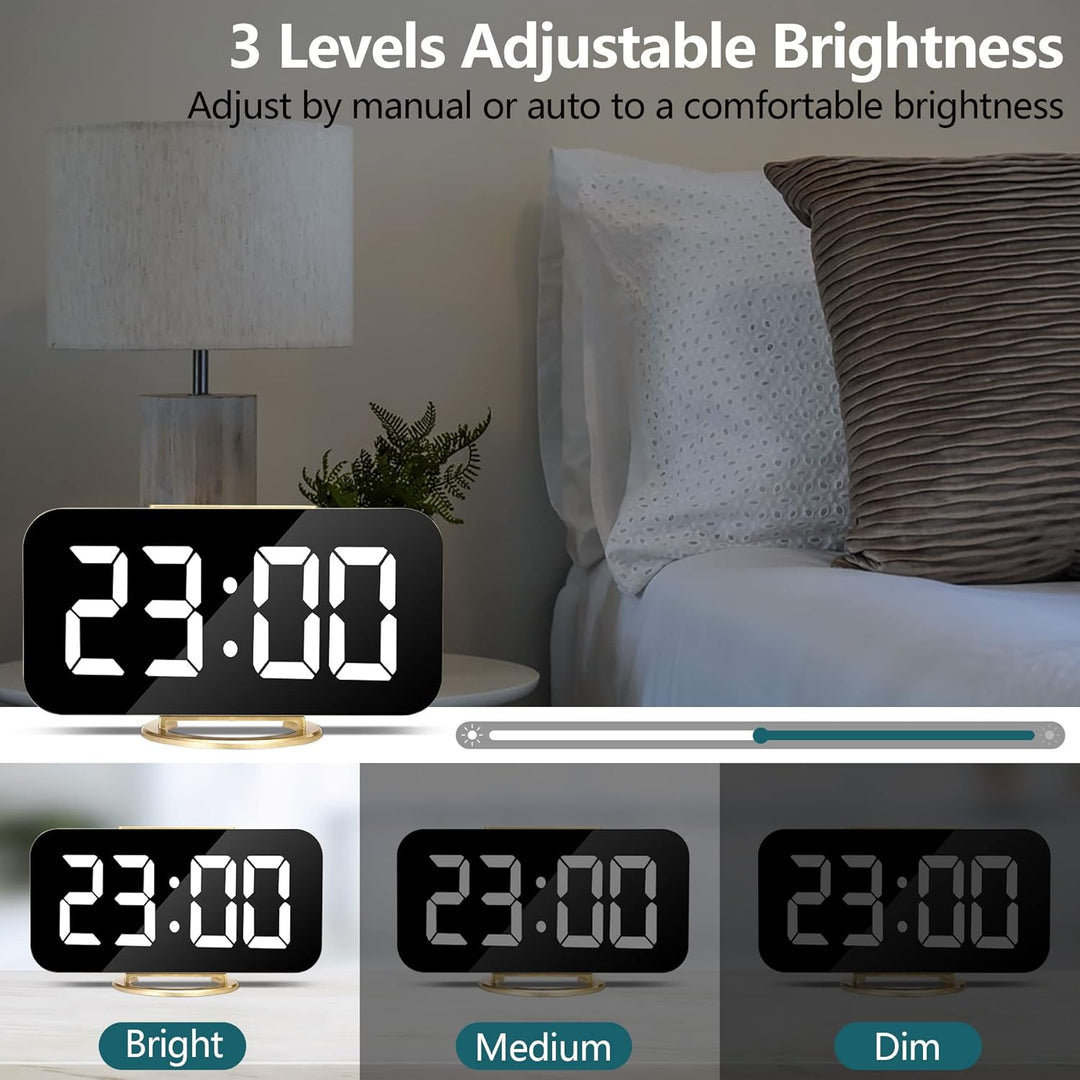 Digitaler Wecker mit Grosse LED, 6.5" Ohne Ticken, Uhr Tischuhr, Alarm Clock Digitaluhr, Uhr Digital