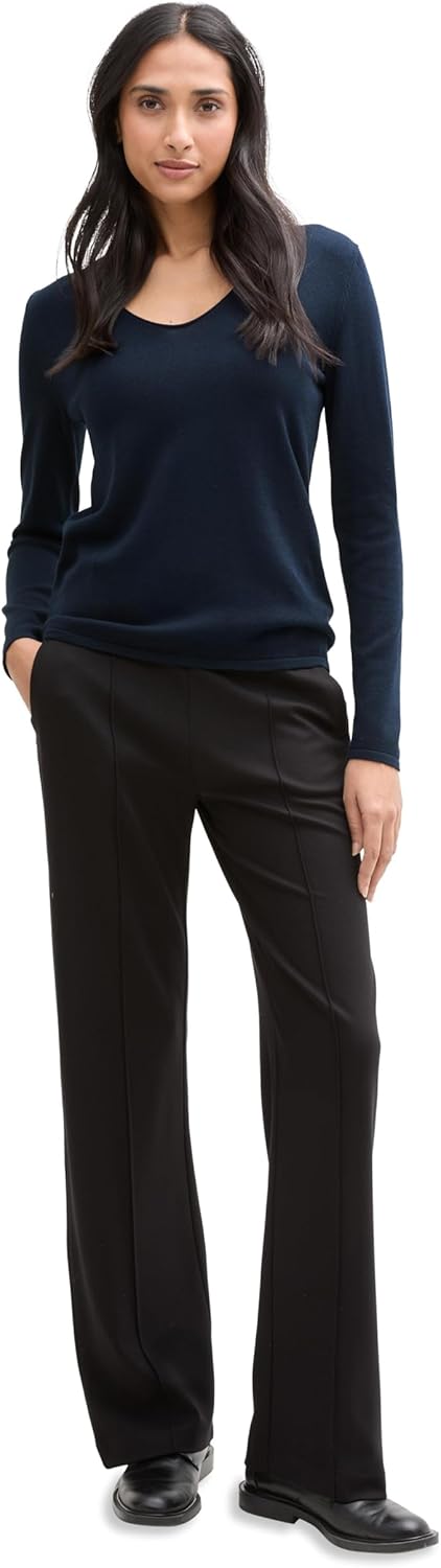 Tom Tailor Damen 1016350 Basic Strickpullover aus Bio-Baumwolle (1er Pack) XL 10668 - Sky Captain Bl