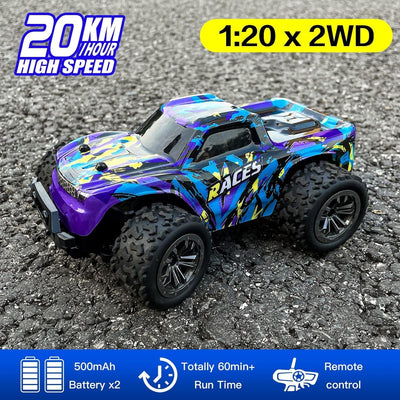 ACAMMZAR AT1 Ferngesteuertes Auto, RC Auto für Jungen 60+min Laufzeit mit 2 Batterien, 2WD 2.4GHz Of