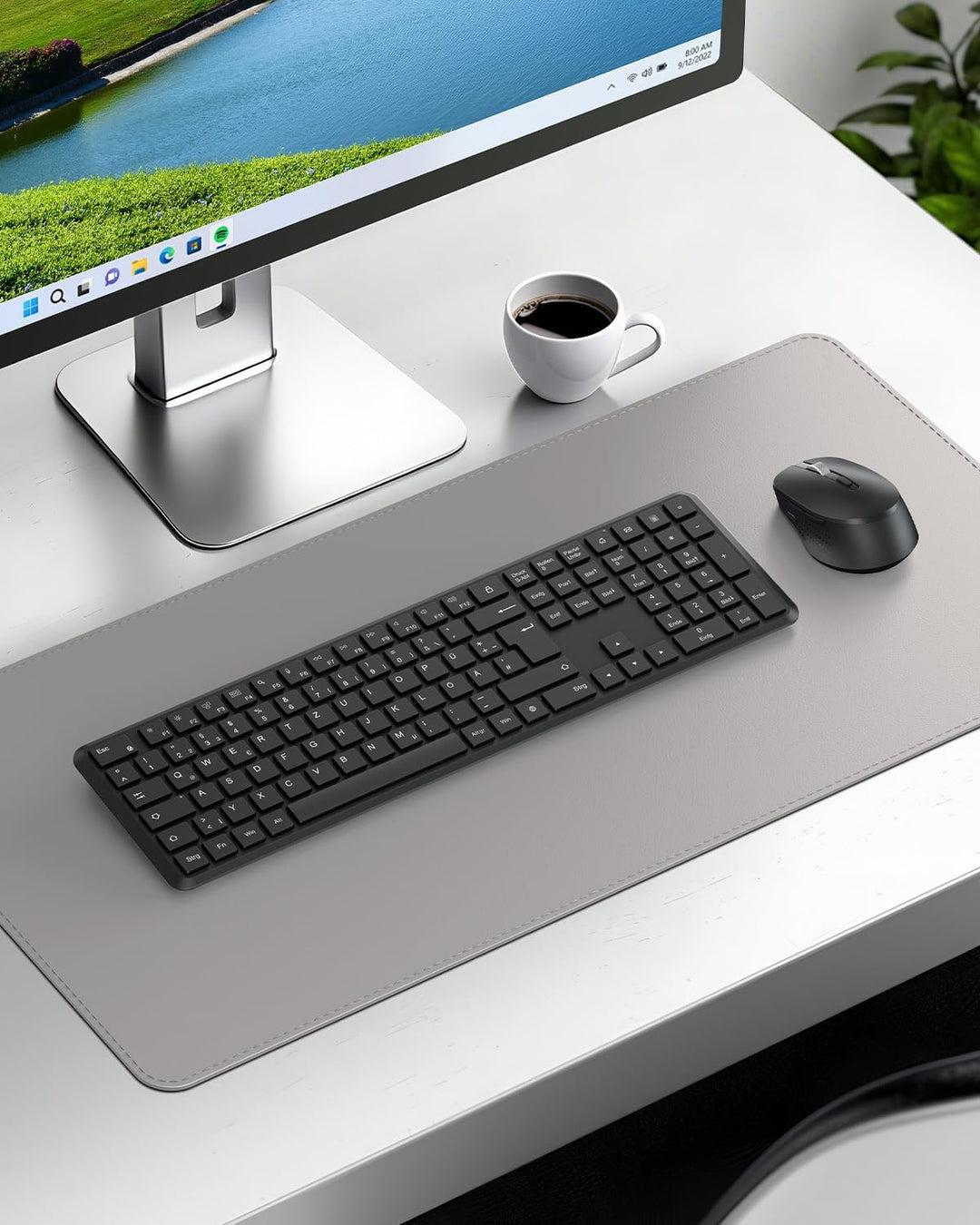 OMOTON Tastatur Maus Set Kabellos, Funktastatur und Maus 2,4 GHz in Voller Grösse, QWERTZ Deutsches