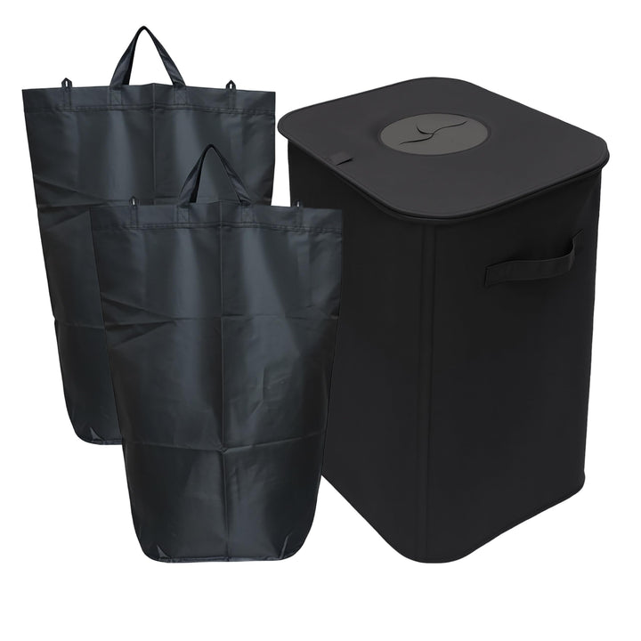 Relaxdays Pfandflaschen Sammelbehälter, 100 L, 2 Taschen, abwischbar, Recycling, Flaschensammler für