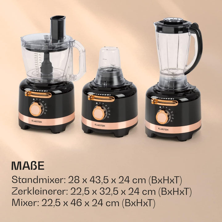 Klarstein Luca Multifunktionsmixer Standmixer Zerkleinerer Küchenreibe Saftpresse Food Processor, 10