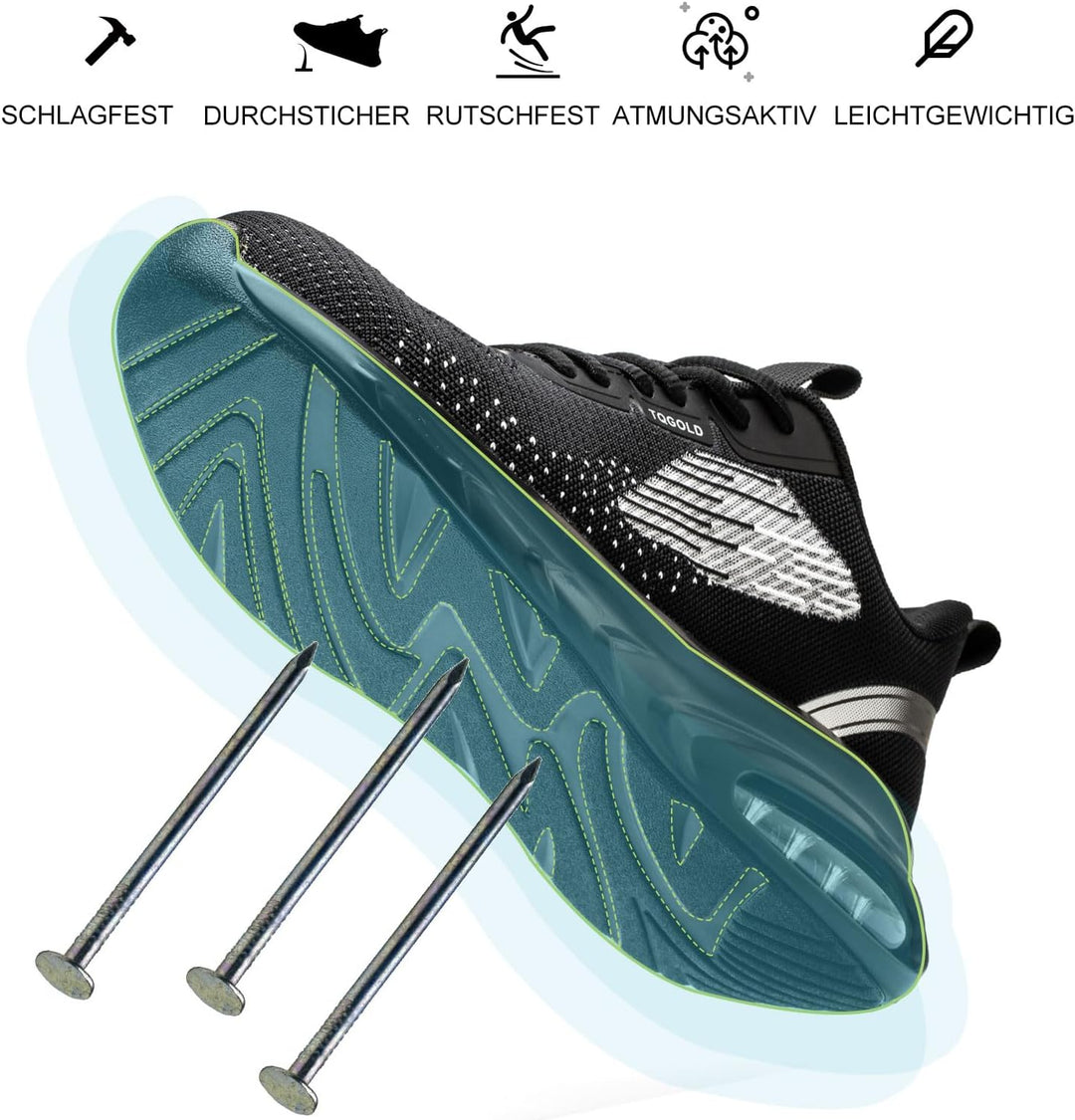 tqgold Sicherheitsschuhe Herren Damen Leicht Arbeitsschuhe | Sportlich Schutzschuhe mit Stahlkappe |