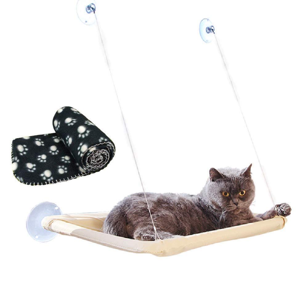 JZK Katzen Fensterplatz Window Lounger Katzen Hängematte + Katzendecke, Sonnenbad Katzenbett Haustie