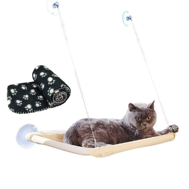 JZK Katzen Fensterplatz Window Lounger Katzen Hängematte + Katzendecke, Sonnenbad Katzenbett Haustie