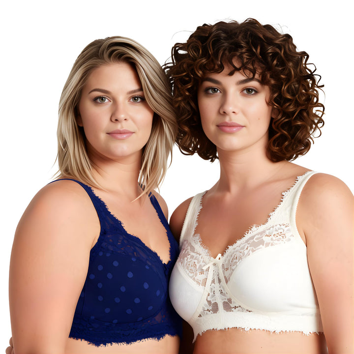 Curve Muse Damen Übergrösse Minimizer Ungefüttert Kabellos Spitze Vollständige Abdeckung BHS Marine,