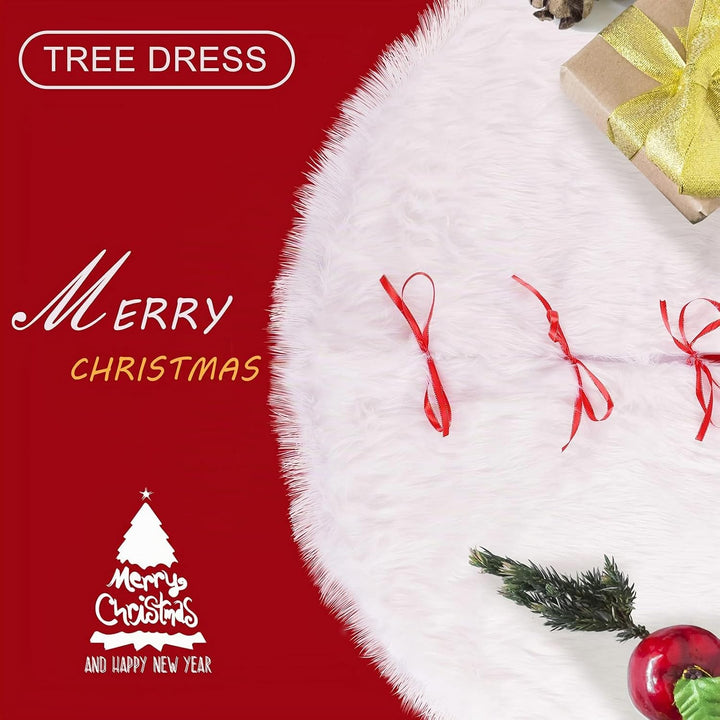 SALCAR Weihnachtsbaum Decke Weiss, 150cm Weihnachtsbaum Rock Plüsch Gross Weihnachtsbaumdecke Rund,