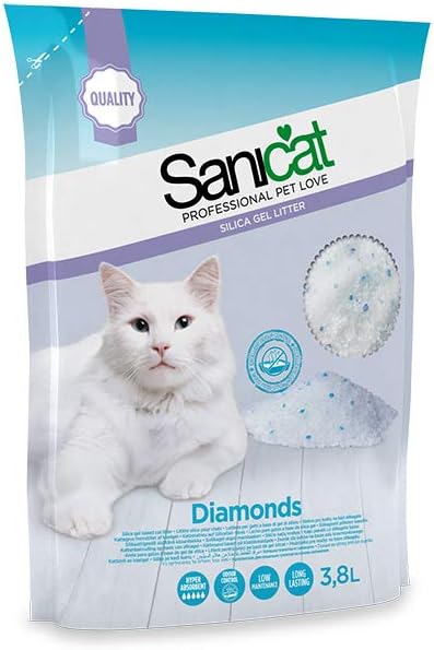 SANICAT Diamonds Silikat Katzenstreu Absorbiert - 3,8L 3.8 l (1er Pack), 3.8 l (1er Pack)