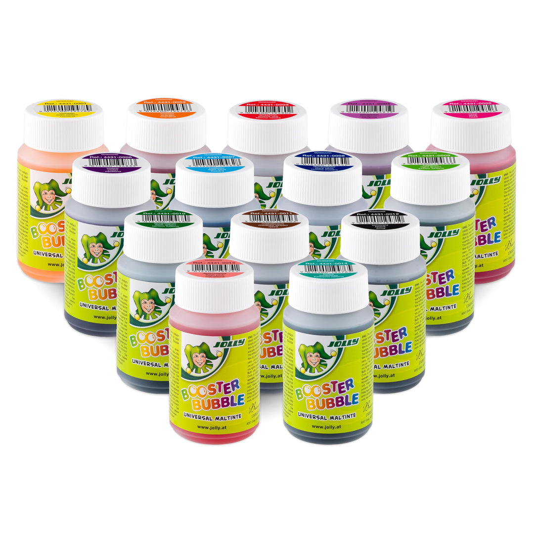 JOLLY Booster Bubble Universal Maltinte, Tintenfläschen á 100ml,14 Farben sortiert, für malen und na