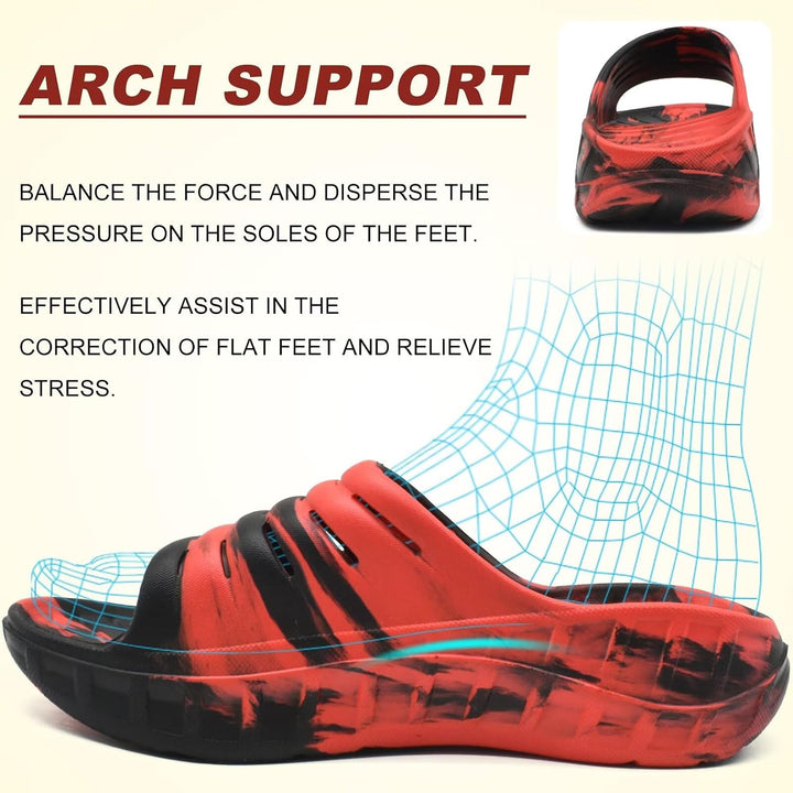 KuaiLu Recovery Sandalen Herren mit Bequeme Plantarfasziitis Arch Support, Orthopädische Männer Leic