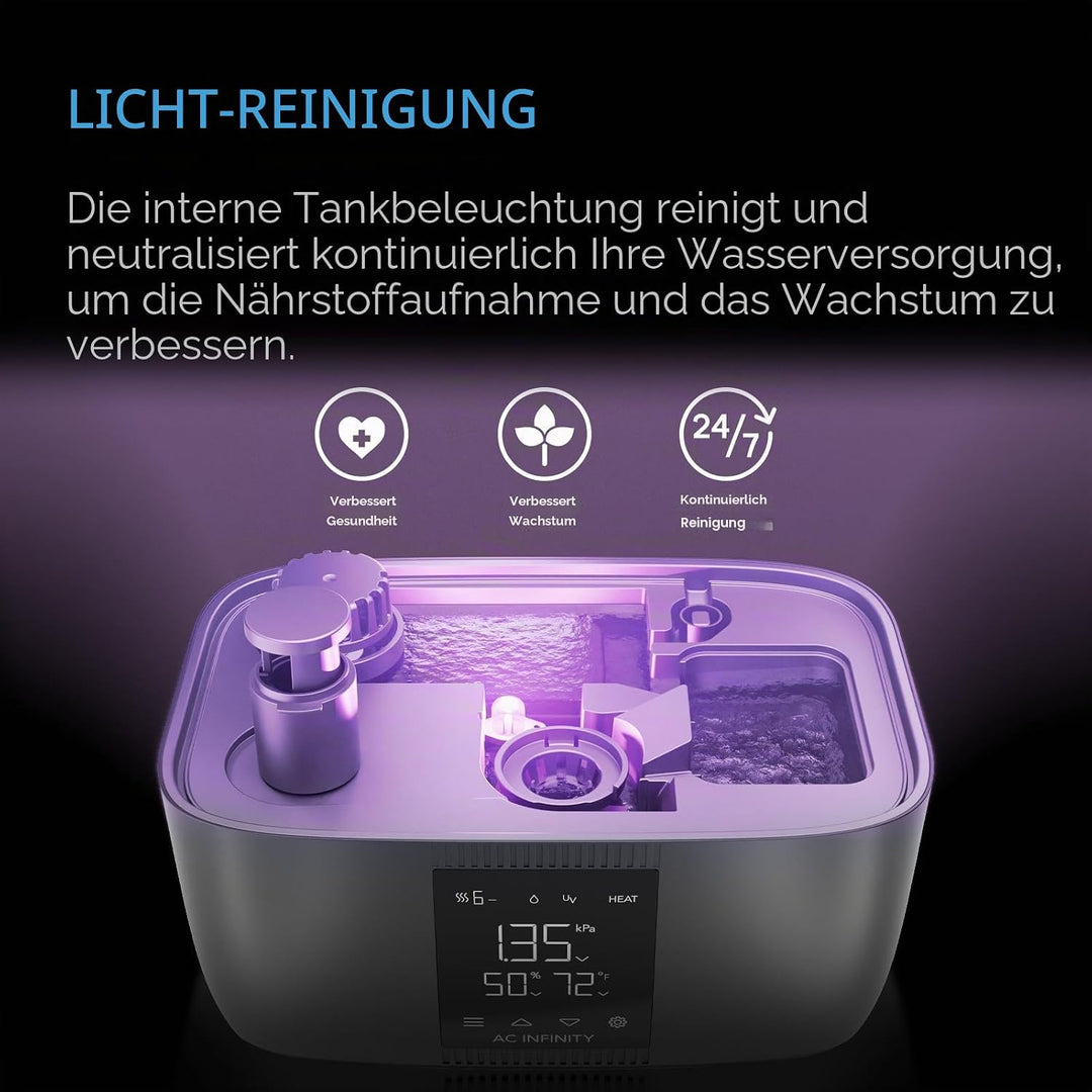 AC Infinity CLOUDFORGE T5, Warmnebel Pflanzenbefeuchter 9L mit VPD Luftfeuchtigkeit 10-stufige Steue
