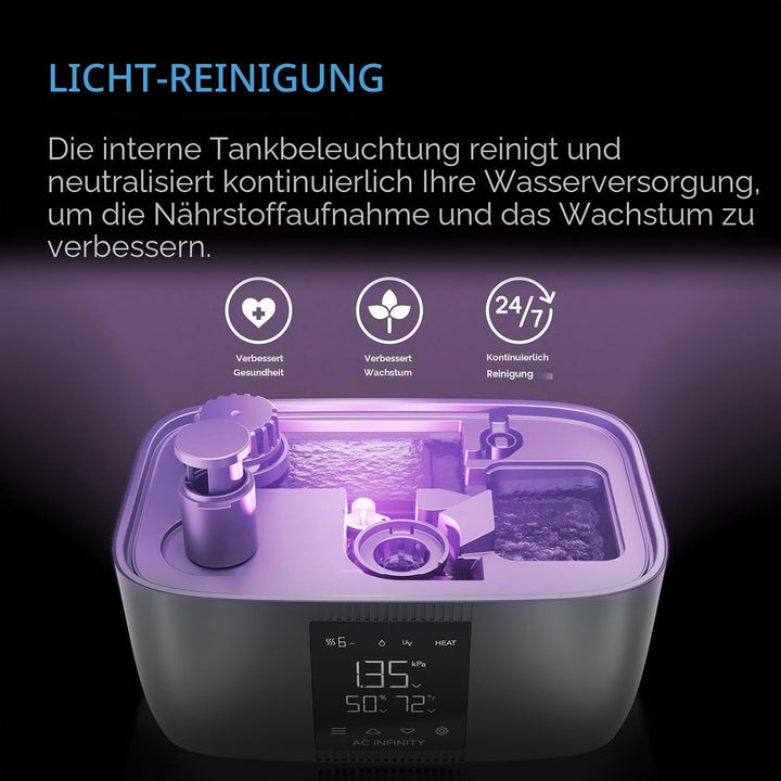 AC Infinity CLOUDFORGE T5, Warmnebel Pflanzenbefeuchter 9L mit VPD Luftfeuchtigkeit 10-stufige Steue