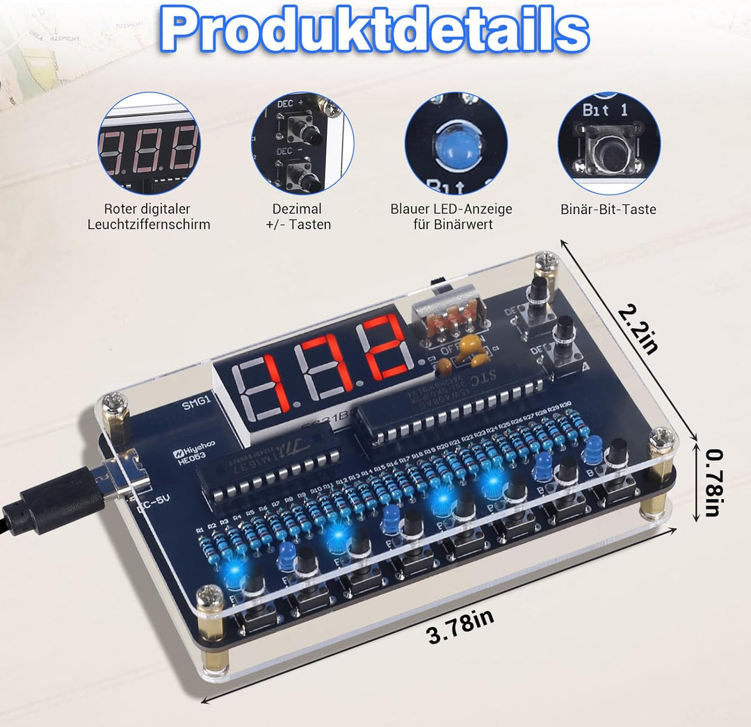 Binär-Dezimal Lötbausatz, Elektronik Lernprojekt für Schule & Studenten, MINT DIY Kit mit LED-Anzeig