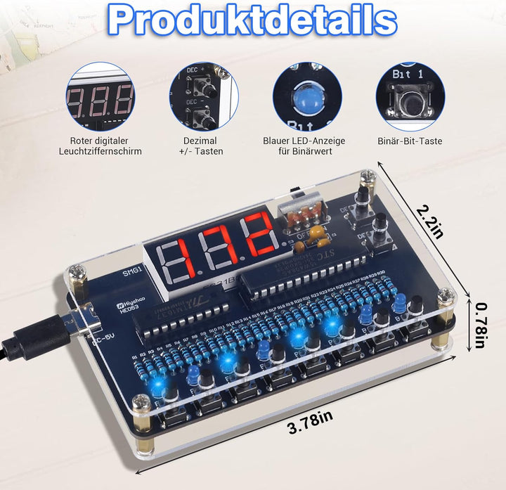 Binär-Dezimal Lötbausatz, Elektronik Lernprojekt für Schule & Studenten, MINT DIY Kit mit LED-Anzeig