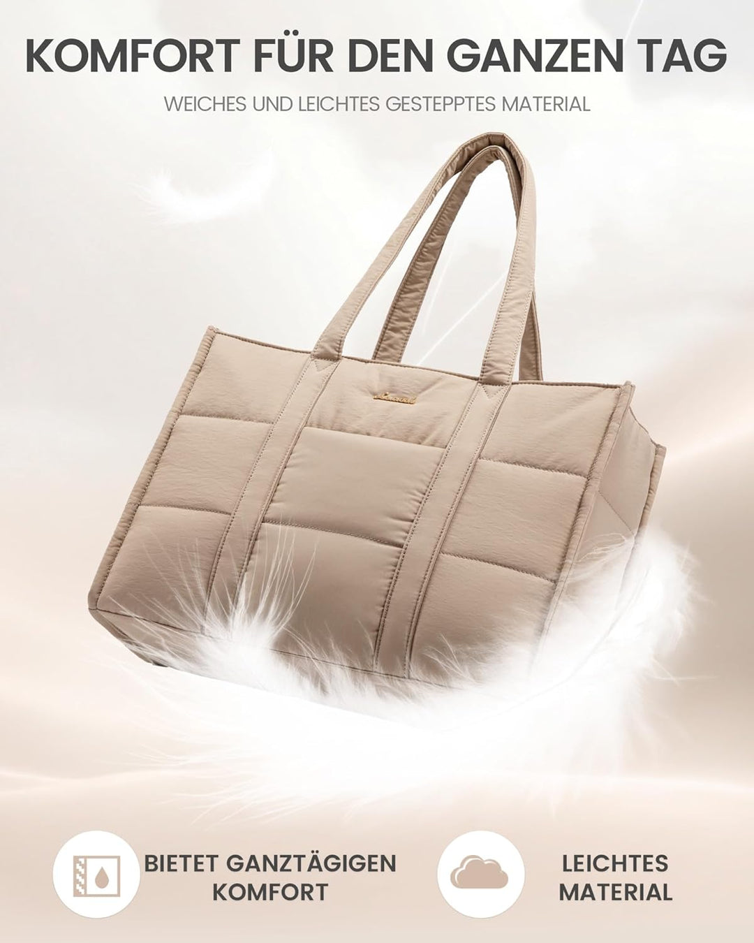 LOVEVOOK Laptop Handtasche Damen 17 Zoll, Gross Shopper Puffer Tasche Arbeitstasche Aktentasche, Tot