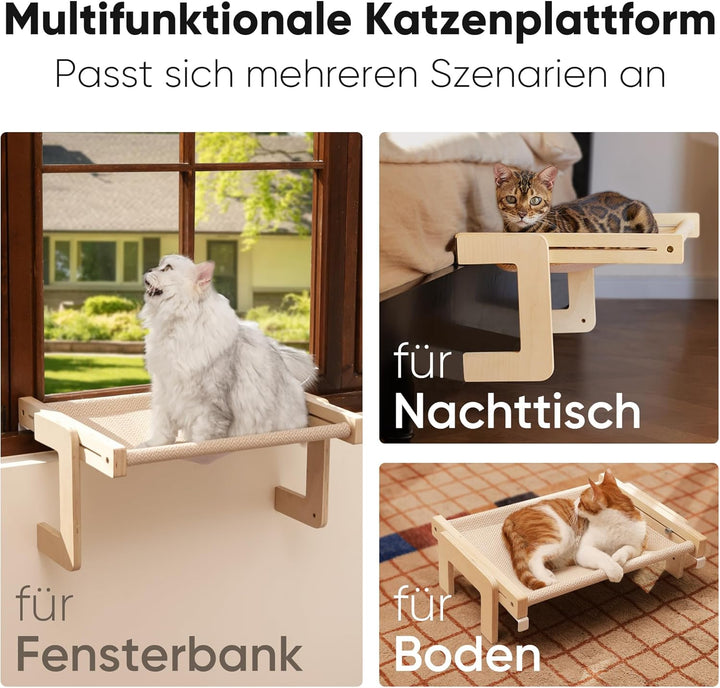 FUKUMARU Katzenhängematte, Fensterbank- und Bodenablage, Fensterbett für grosse Katzen, verstärkte H