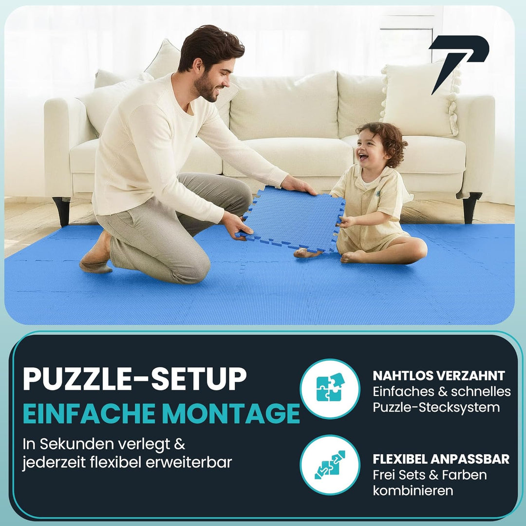 Bodenschutzmatte Fitness【Set mit 21 Matten】EVA Fitnessmatte rutschfest - Sportmatte Gymnastikmatte P