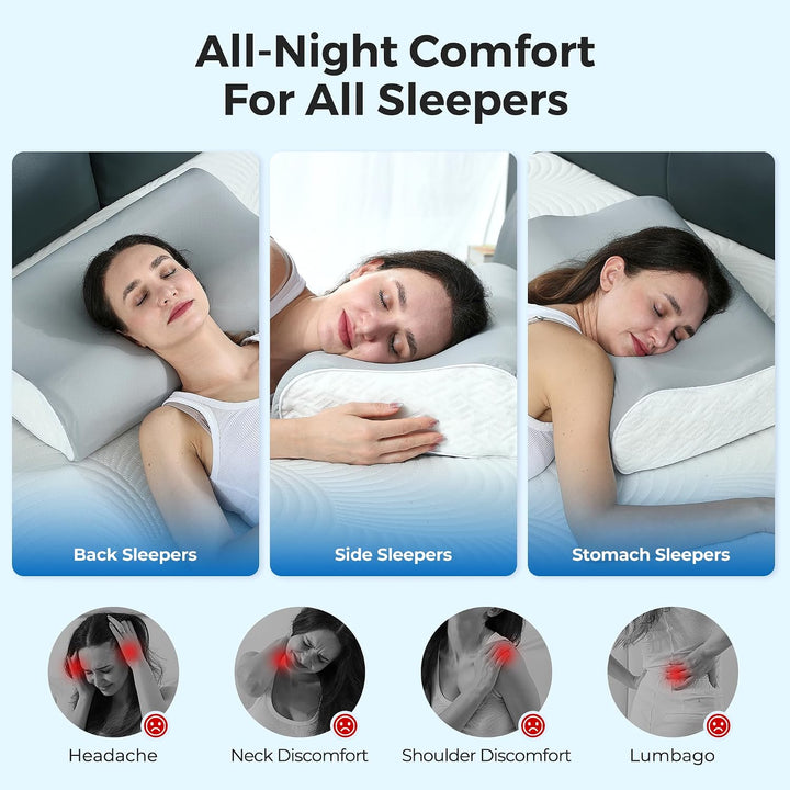 Elviros Memory Foam Kissen, Verstellbares Ergonomisches Kopfkissen gegen Nackenschmerzen, Nackenstüt