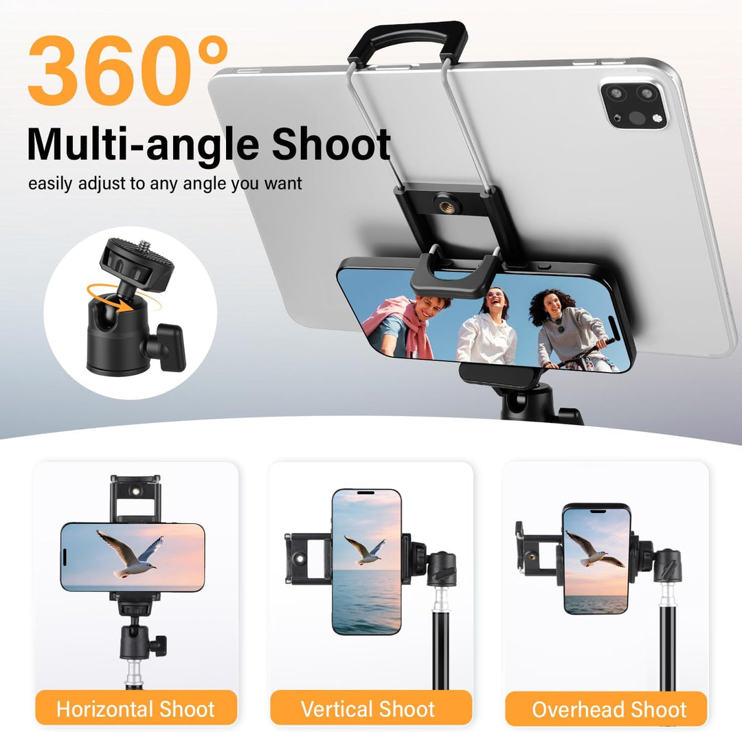 200cm Kamera Stativ, Leichtes Camera Tripod mit 360°Drehkugelkopf, Tragbar Fotografie Lichtstativ, A