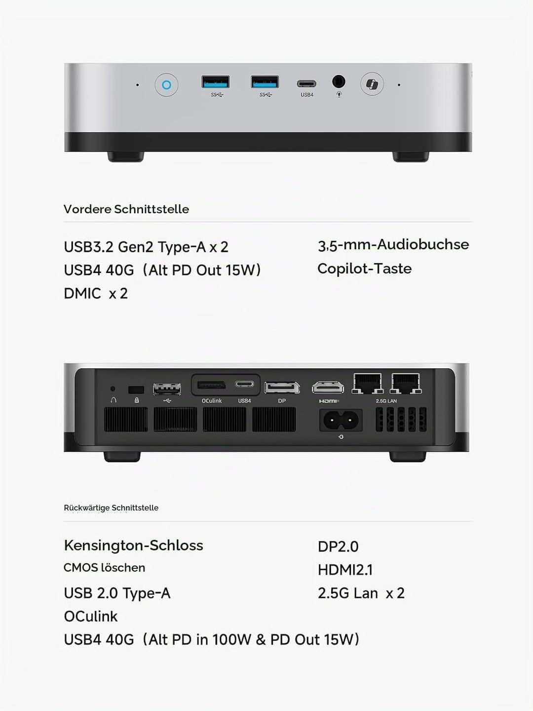 MINIS FORUM AI X1 Pro Mini-PC, Ryzen AI 9 HX470 (12 C/24 T, bis zu 5,2 GHz), Radeon 890M Grafik, 32