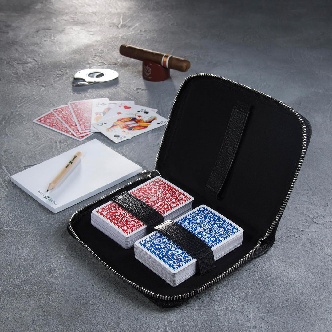 Melia Games Spielkarten Set Deluxe - Premium Karten-Etui aus feinstem Leder - komplettes Set inklusi