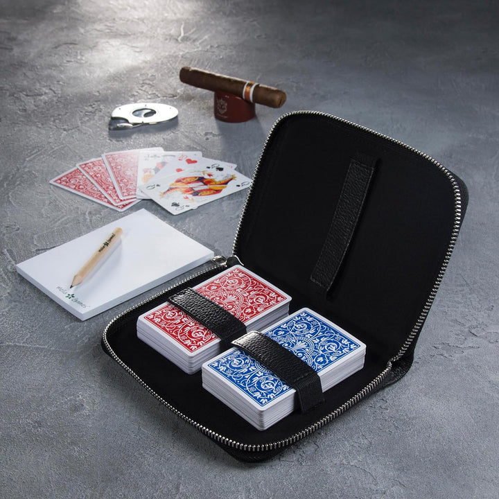 Melia Games Spielkarten Set Deluxe - Premium Karten-Etui aus feinstem Leder - komplettes Set inklusi