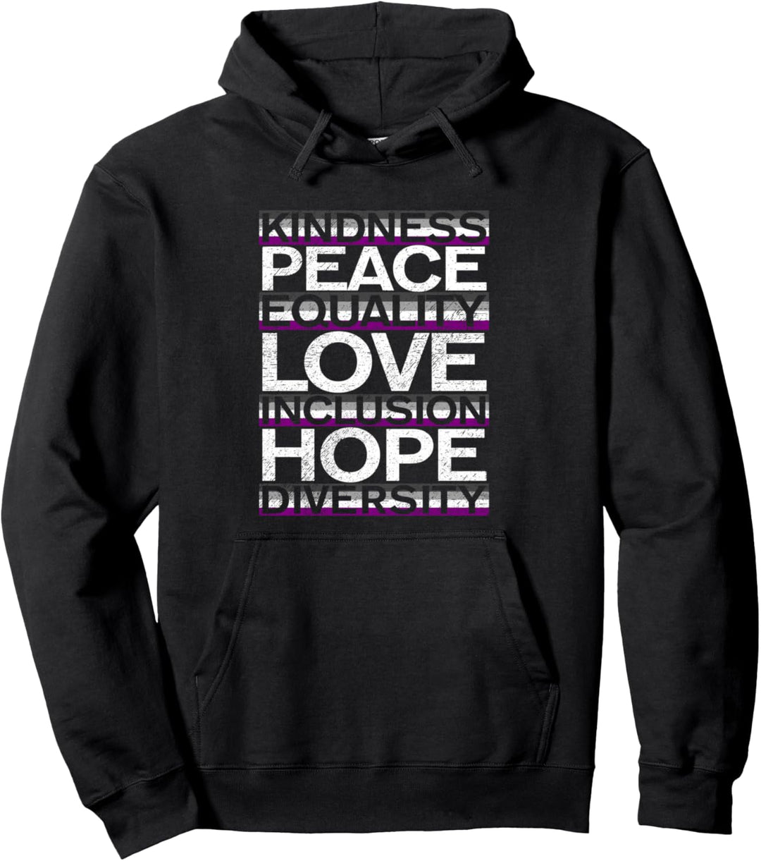 Kindness Peace Equality Kleidung LGBT Asexuell Regenbogen Pullover Hoodie