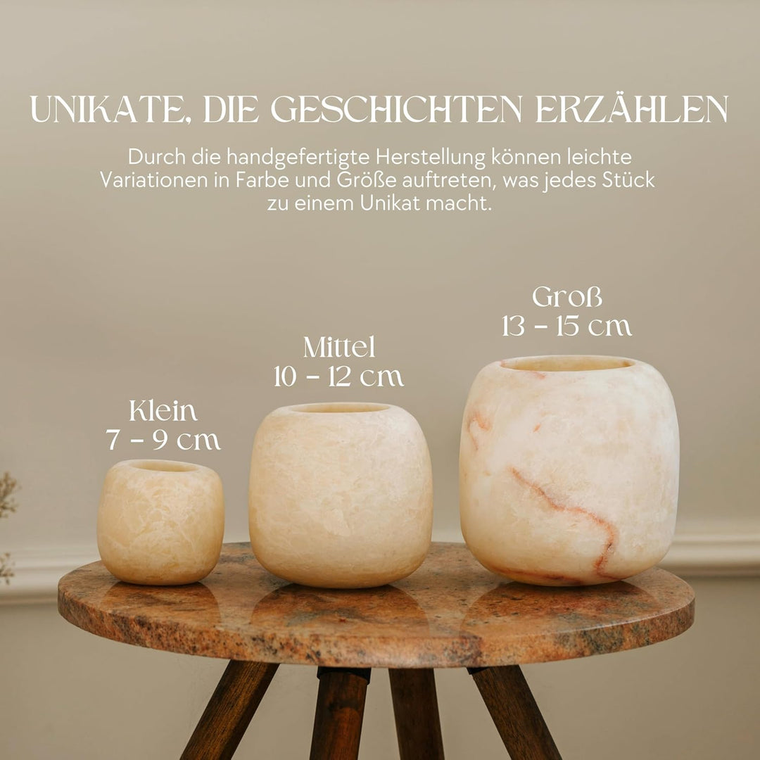 YVELLO. DESIGN Kerzenhalter/Teelichthalter aus Alabaster-Stein - Handgefertigt in Ägypten - Variante