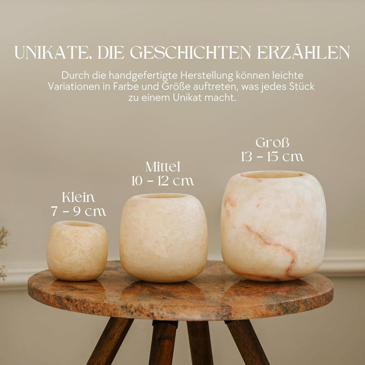 YVELLO. DESIGN Kerzenhalter/Teelichthalter aus Alabaster-Stein - Handgefertigt in Ägypten - Variante