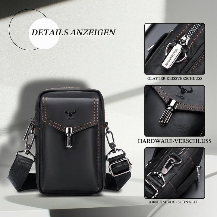 BAIGIO Handytasche Leder Vintage Gürteltasche Herren Hüfttasche Klein Schultertasche Umhängetasche R