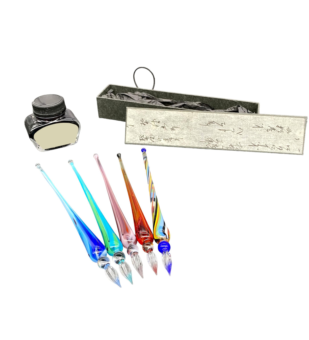 Glasfeder Schreibfeder mit Schachtel/Tinte Handarbeit