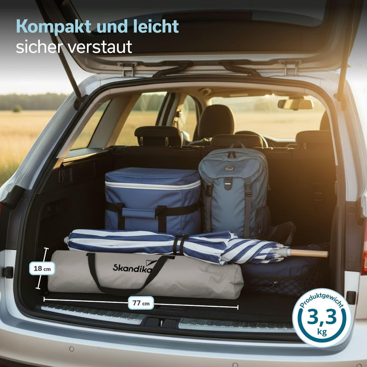 Skandika Strand Klappstuhl Beach | Bequemer Strandstuhl mit atmungsaktivem Mesh, Getränkehalter, nie
