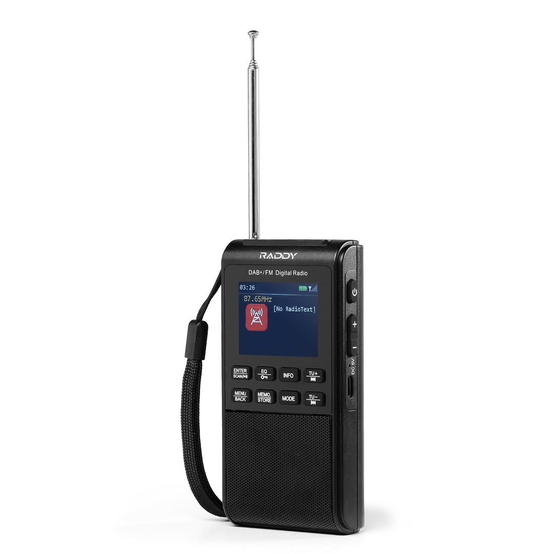 Raddy RD939 Tragbares DAB FM Radio, Taschenradio DAB Radio mit BT 5.3, 5W Lautsprecher, 2" Display,