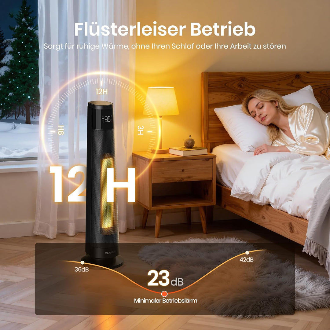 Heizlüfter Energiesparend, 2000W PTC Keramik Heizlüfter, 36dB Leise, Thermostat, 70° Oszillation, 12