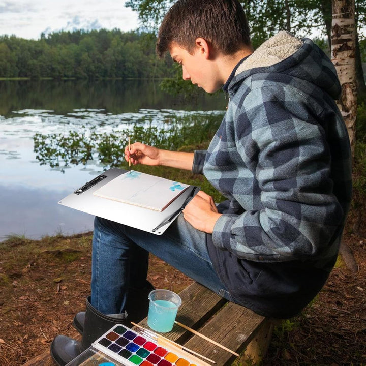 Metall-Klemmbrett, A4 Aluminium-Klemmbrett mit 154 cm verstellbarem Schultergurt, Edelstahl Must-Hav