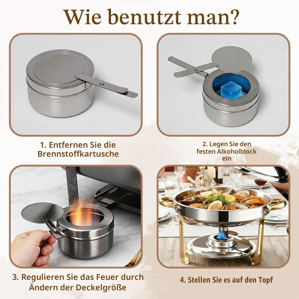 6 Stück Brennpastenbehälter mit Deckel Brennpastenbehälter Edelstahl Brennpaste Behälter Durchmesser
