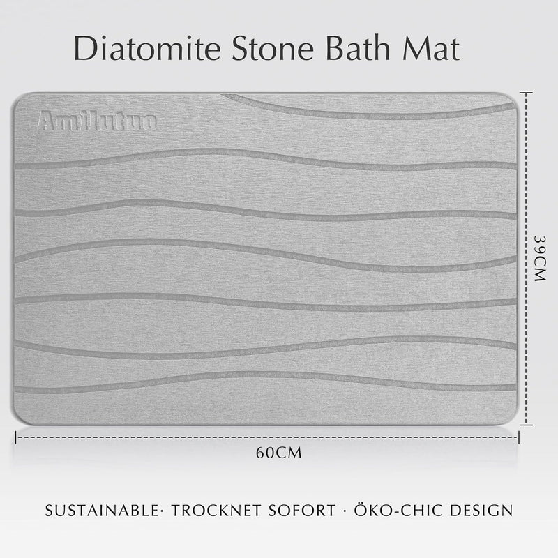 Amilutuo Badematte Stein, Diatomite Stone Bath Mat, rutschfeste Stein Badematte, Badematte Stein Sch