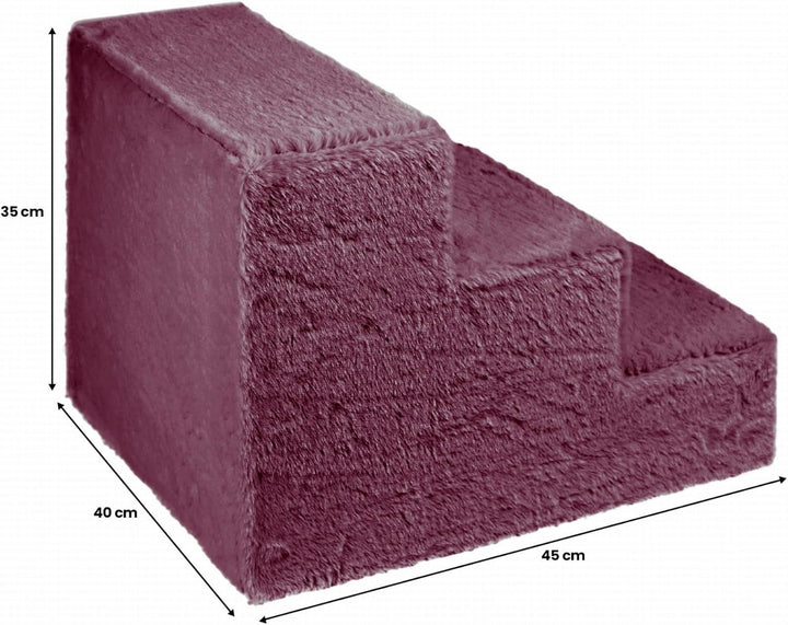 Mg Design Hundetreppe 3 Stufen in Violett – Stabiler Holzrahmen, gelenkschonend, leicht &amp; mobil, für