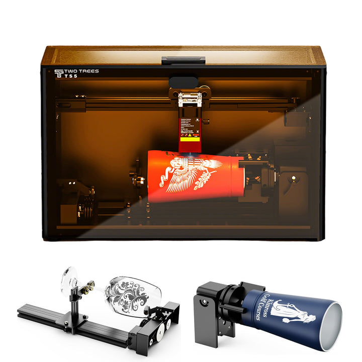 Twotrees TS5 Rotationslaser-Gravurmaschine für Tassen Flaschen, 3-in-1 Laser Rotary Roller, vorinsta