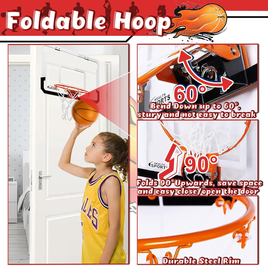 TEUVO Mini Basketballkorb Kinder, Tür Basketballkorb Indoor für Zimmer mit 4 Ball Basketball Korb Ki