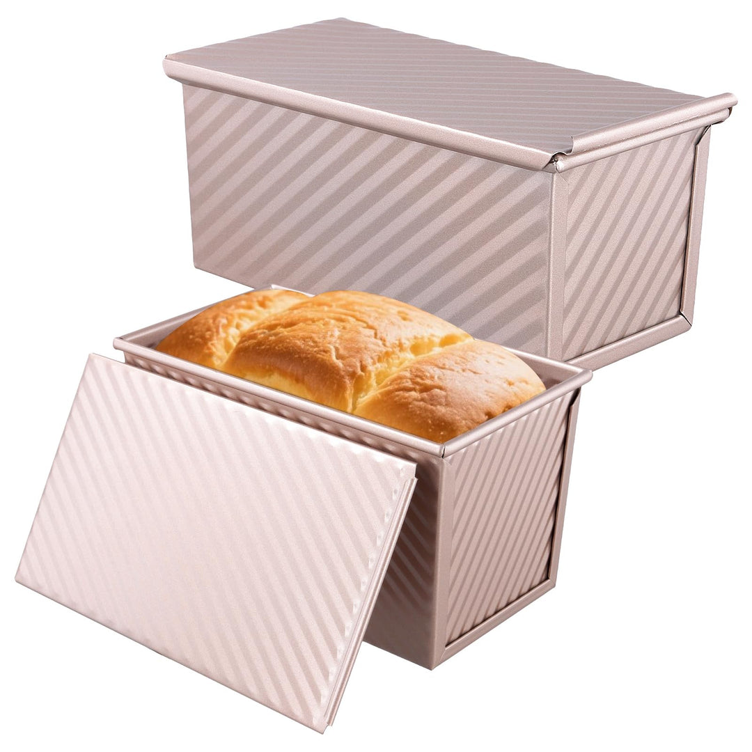 2 Stück Toastbrot Backform mit Deckel, 300g und 450g Toast Brotbackform mit Deckel, Antihaft Kastenf