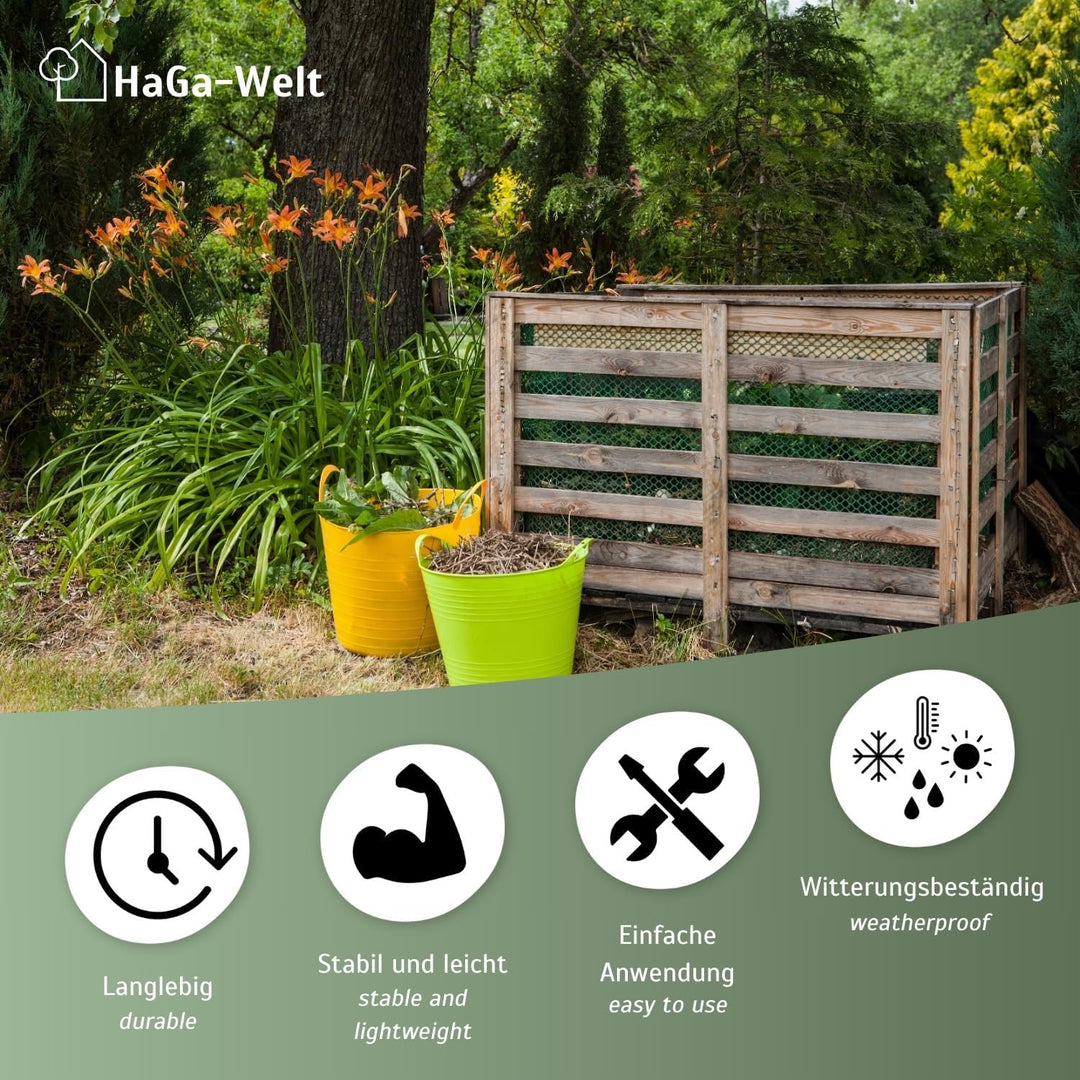 HaGa Kompostgitter 1,2m x 10m - Hochwertiger Kunststoff für Abfall & Recycling - Praktische Grösse f