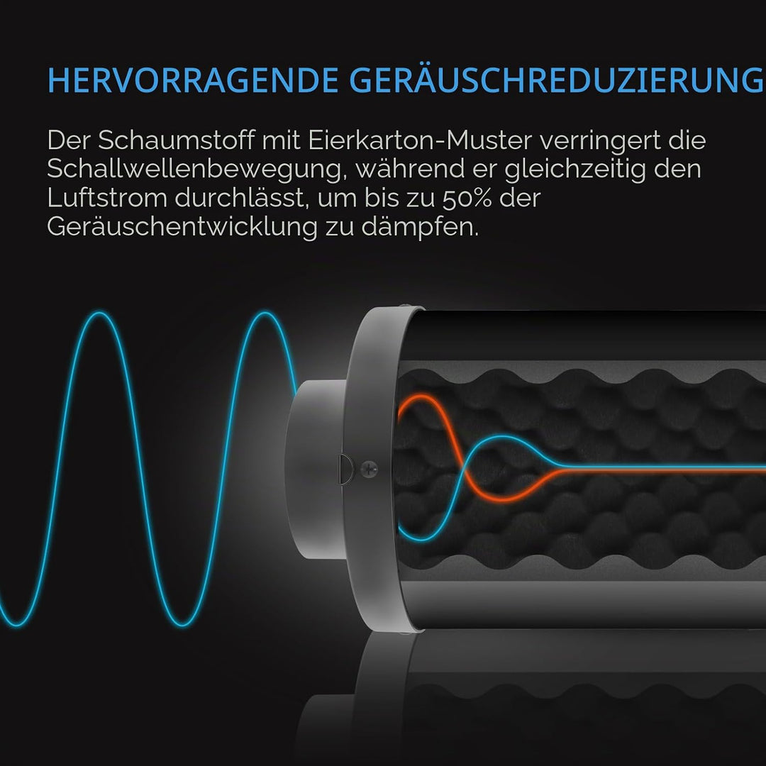AC Infinity Rohrschalldämpfer 200 mm – für Inline-Lüfter und Lüftungssysteme in Growzelten und Hydro