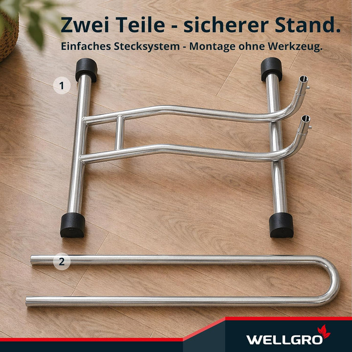 WELLGRO® Fahrradständer - Stahl, sicherer Stand - Farbe silber
