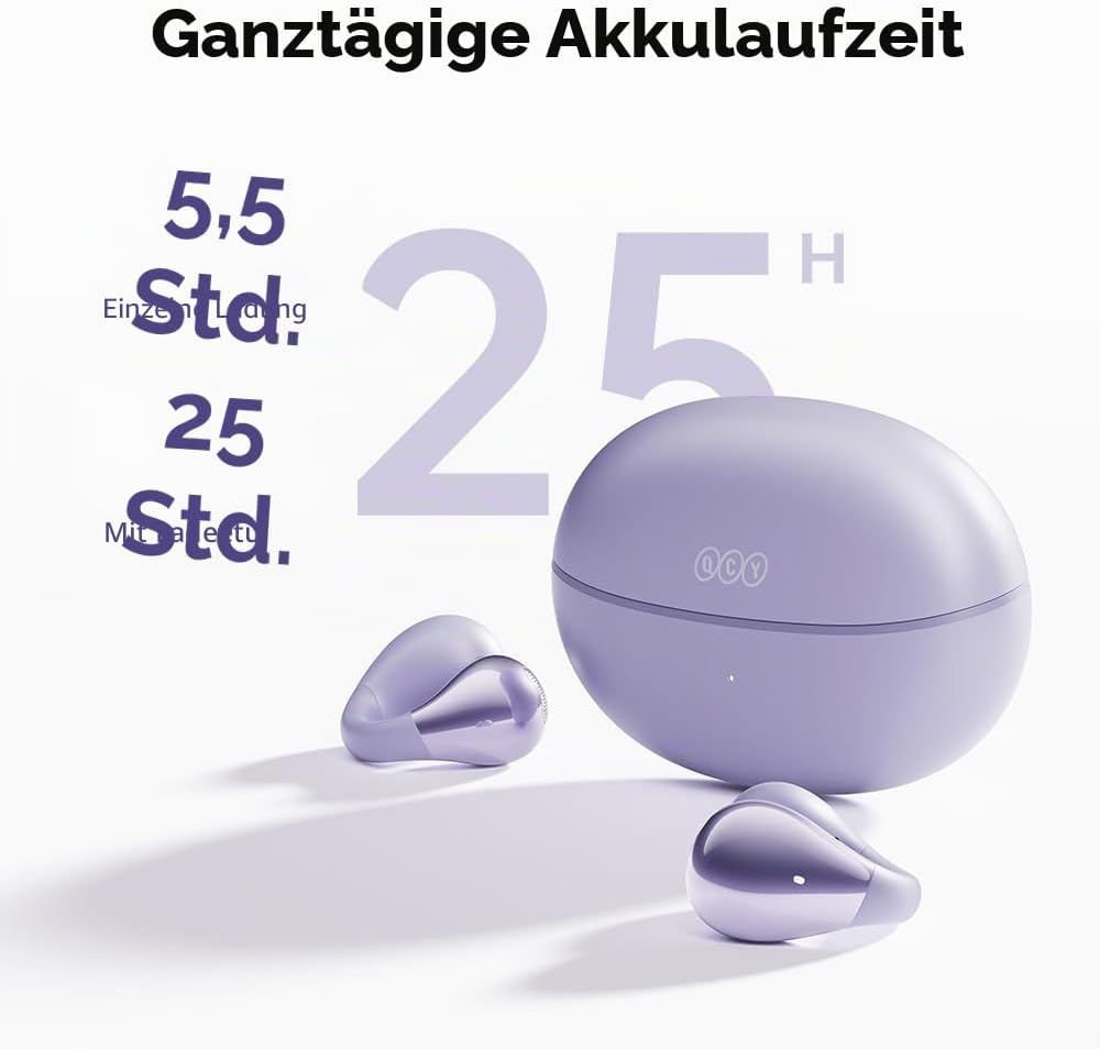 QCY Crossky C30 Open Ear Kopfhörer,Kabellose Bluetooth 5.4 Clip On Kopfhörer,4 Mikrofon ENC Geräusch