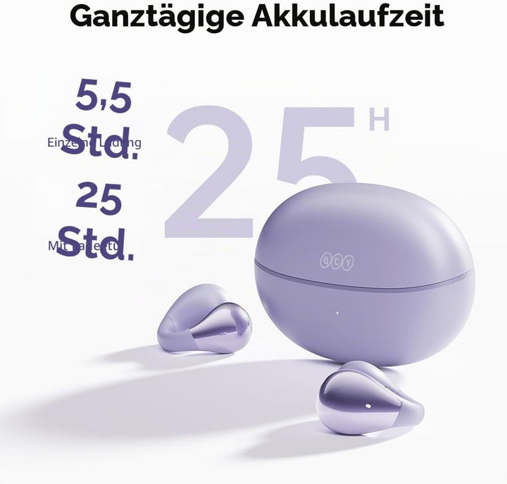 QCY Crossky C30 Open Ear Kopfhörer,Kabellose Bluetooth 5.4 Clip On Kopfhörer,4 Mikrofon ENC Geräusch