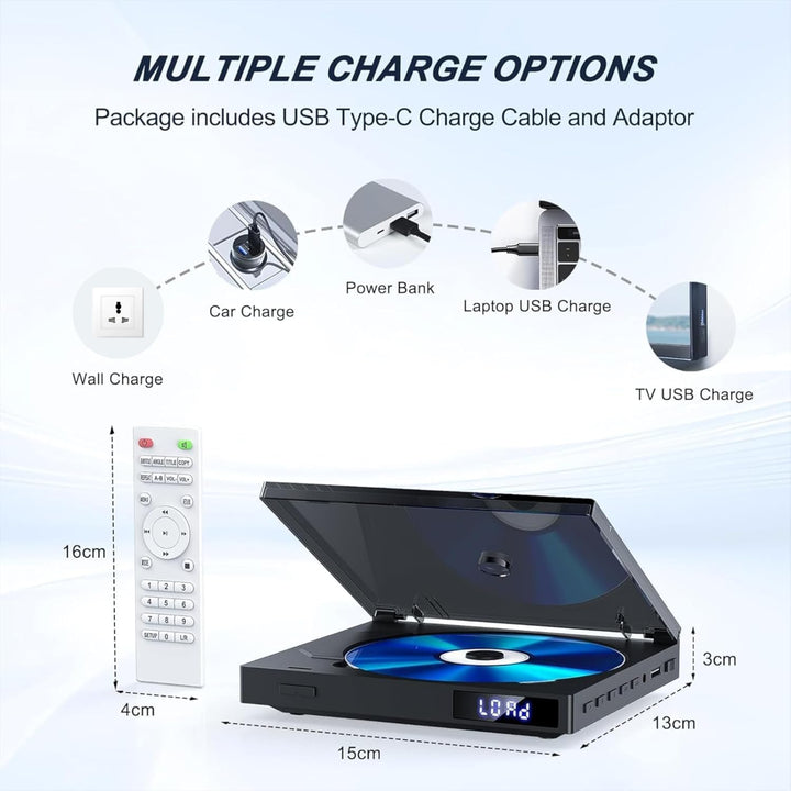 MINI DVD Player HDMI, 1080P Kleiner DVD Player für TV | Alle Regionen Frei, Speicherwiedergabe mit H