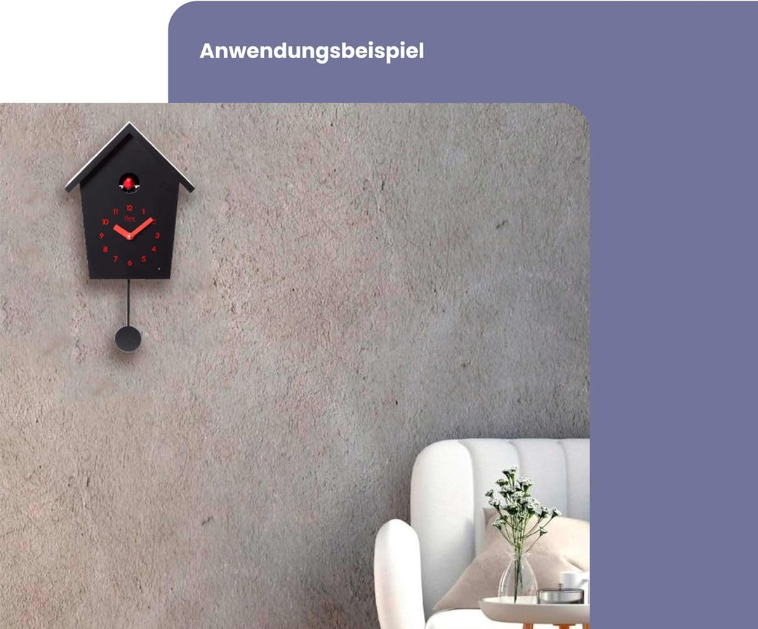 Cuco Clock Kuckucksuhr REIHENHAUS mit Pendeluhr Wanduhr, Moderne Schwarzwalduhr, 28,3 × 22,8 × 10,4c