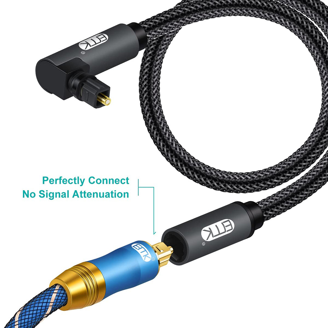EMK 90 Grad Optische Verlängerungskabel Buchse zu Stecker Audiokabel Kupplung Nylonbehaart Toslink K