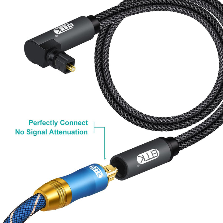 EMK 90 Grad Optische Verlängerungskabel Buchse zu Stecker Audiokabel Kupplung Nylonbehaart Toslink K